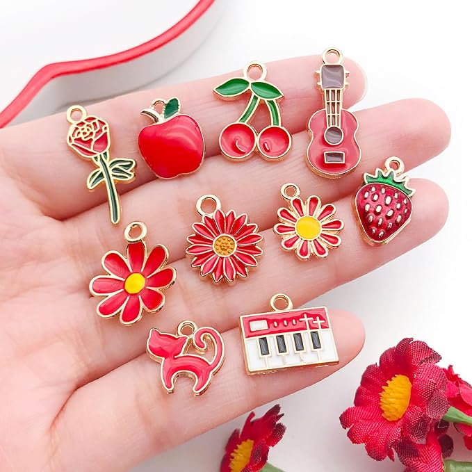 WOCRAFT 40pcs 20 pairs Assorted Enamel Bracelet Charms - Image 3