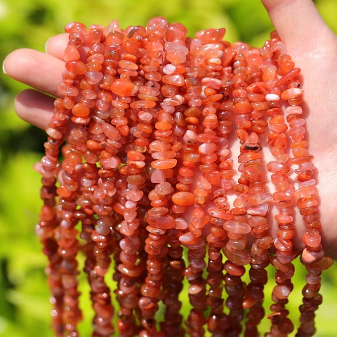 400Pcs 5-8mm Natural South Red Agate Chip Stone Beads | Pre-Drilled Irregular - Image 4
