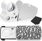 2 Pieces Jewelers Loupe 30X 60X 90X Illuminated Eye Loupe Magnifier Jewelry by Jetec
