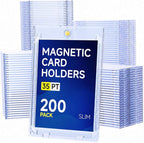 200ct Magnetic Card Holder, 35pt Slim One Touch Card Holder, Hard Plastic U-V by Basthalan