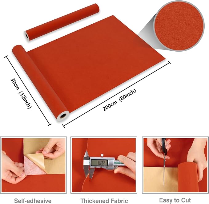 CRE8TIVE Hot Orange Felt Drawer Liners Self Adhesive Velvet Flocking Liner - Image 8