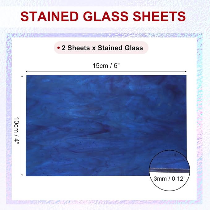 PATIKIL 4 x 6 Inch Transparent Stained Glass Sheets, 2 Sheets Mosaic Glass - Image 2