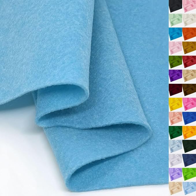 Sky Blue Felt Fabric 36" X 36", 1.6mm Thick Soft and Durable Flexible Craft by FANOMMI