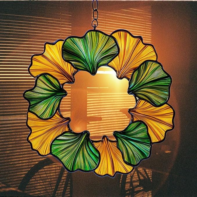 Ginkgo Wreath Acrylic Suncatcher Stained Glass Effect Window Car Hanging - Image 7