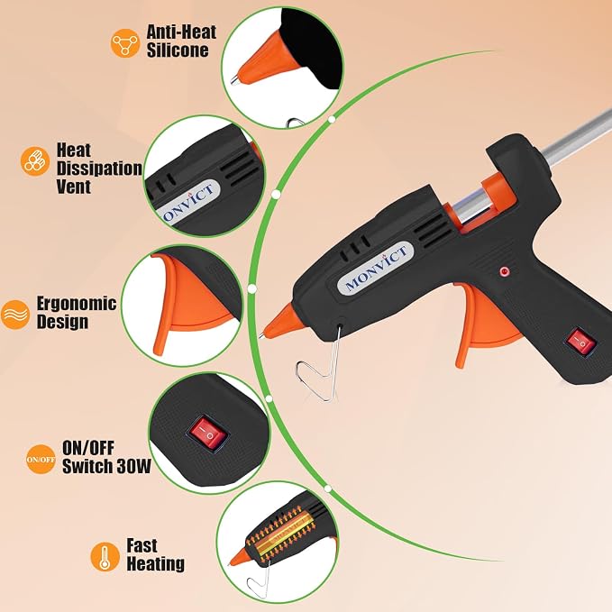 MONVICT 30W Mini Hot Glue Gun Kit, Fast Preheating Glue Gun，Storage Case | 20 - Image 2