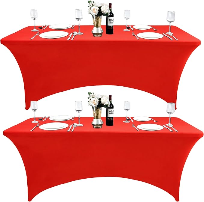 2-Pack 6ft Red Spandex Table Covers by Unknown
