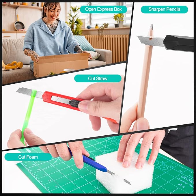 DIYSELF 24Pack Box Cutters Utility Knife Box Cutter Retractable, Extended Use - Image 3