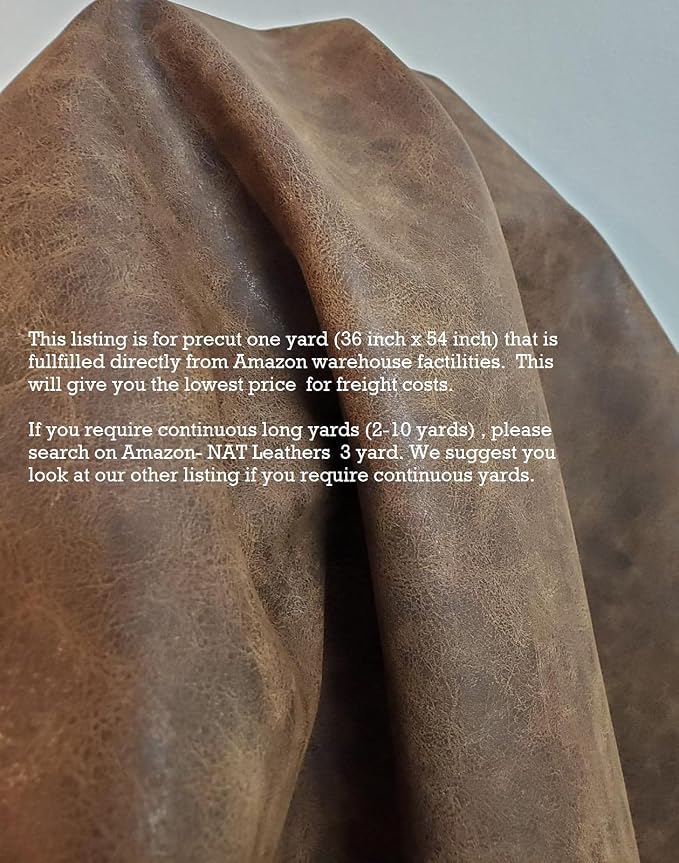NAT Leathers | Brown Distressed 2 Tone Oily Faux Vegan Leather PU | 1 Yard 36 x - Image 2