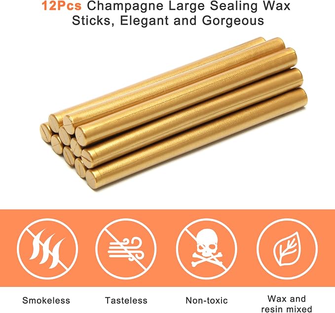 Sealing Wax Sticks 12P with Glue Gun, Luxiv 5.4" Sealing Waxs Stick 10MM Fire - Image 3