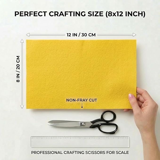 Yellow Felt Fabric Sheets 20 Pcs Stiff 8" X 12", 1mm Thick Assorted Color - Image 2