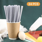 Glitter Silver Hot Melt Glue Stick, Manarty 24 PCS 0.43 Dia x 8" Long Fbric - Image 4
