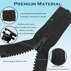 ANPURZII 2PCS #5 5 Inch Black Separating Jacket Zippers - Image 4