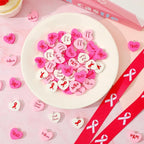 Augshy 64 Pcs Breast Cancer Awareness Resin Charms, Breast Cancer Conversation - Image 3