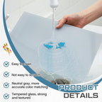 Nuanchu 1 Pcs 12 x 16 Inches Neutral Grey Tempered Glass Palette - Image 3