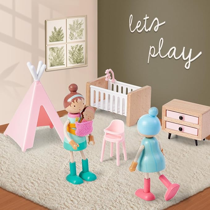 Giant bean 36pcs Wooden Dollhouse Furniture Set - Image 6