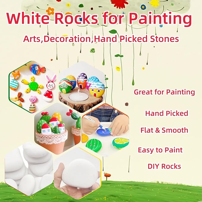 28PCS White Painting Rocks, Medium & Small Rocks - Image 3