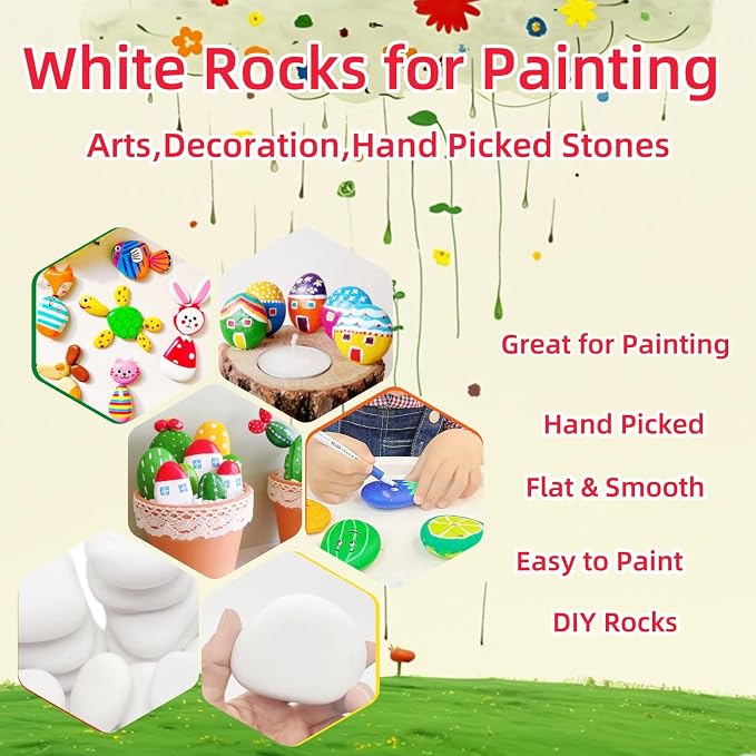 20PCS White Painting Rocks, Medium Rocks - Image 3