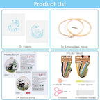 ERKOON Embroidery Kit for Beginners, 2 Set Flower Cross Stitch Set Include - Image 3