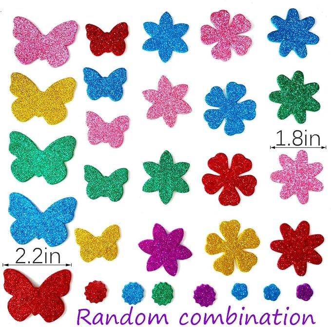 Glitter Foam Flower and Butterfly Shapes Stickers, Self-Adhesive Stickers Kid's - Image 5