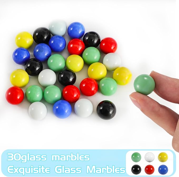30 PCS Glass Marbles 6 Colors for Wahoo Marble Games 6 Dices 0.63in | Set of 30 - Image 4