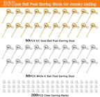 160Pcs Ball Studs for Jewelry Making, Hypoallergenic Ball Earring Studs Round - Image 2