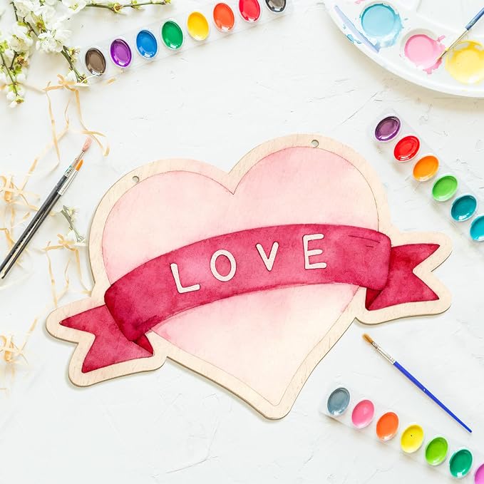 Large Size 12" Wooden Heart Ornaments to Paint, Valentine's Day Happy Mothers - Image 7