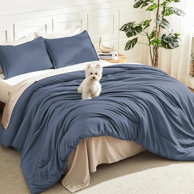 Litanika Twin XL Comforter Set Slate Blue, 2 Pieces Extra Long Dorm Bedding Sets by Litanika