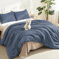 Litanika Comforters Bluish Grey Full Size, 3 Pieces Lightweight Solid Bedding by Litanika
