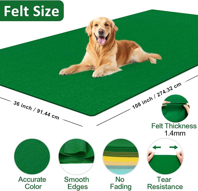 XSEINO Emerald Green Large Felt Fabric 108" X 36 ", 1.4 mm Thick Soft Felt - Image 2