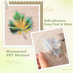 90PCS Leaf PET Stickers — Botanical Designs from Tropical Green to Autumn Maple - Image 4