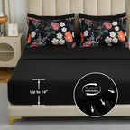 Yiran Black Red Floral Comforter Set King Size, 7 Piece Winter Comforter - Image 6