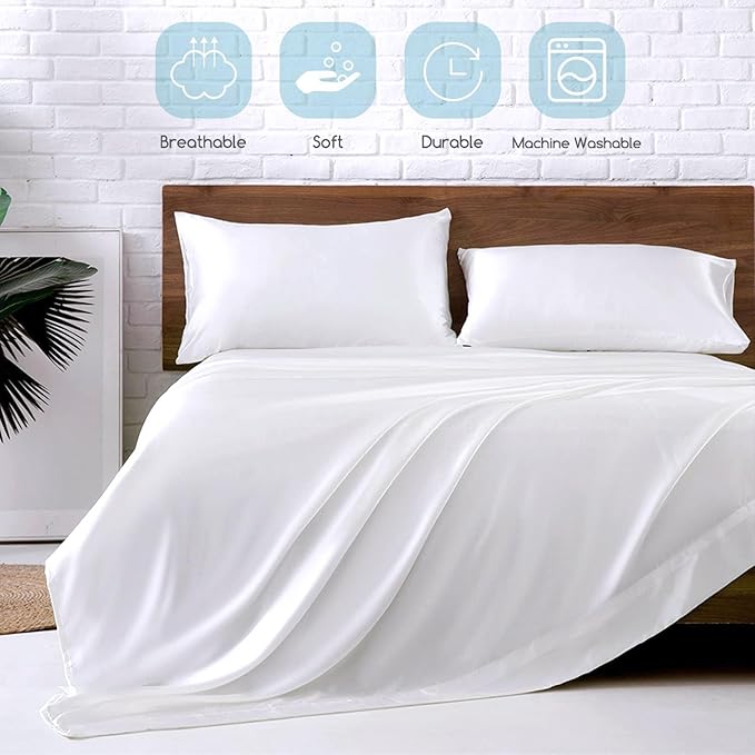 MR&HM Satin Bed Sheets, King Size Sheets Set - Image 5