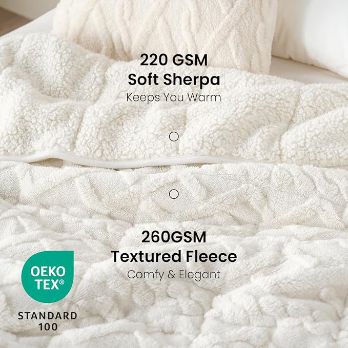Drewin Weighted Blanket for Adults Queen Size 12 lbs, Soft Fuzzy Jacquard - Image 3