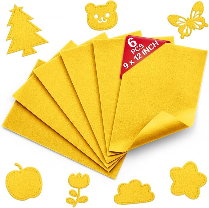 Golden Yellow Soft Felt Sheets for Crafts, 1.6mm Thick, Kids' Crafts, DIY by Grainear