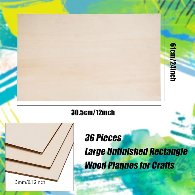 AWIZOM 36 Pack Basswood Sheets for Crafts 12 x 24 x 1/8 Inch- 3mm Thick Plywood - Image 2