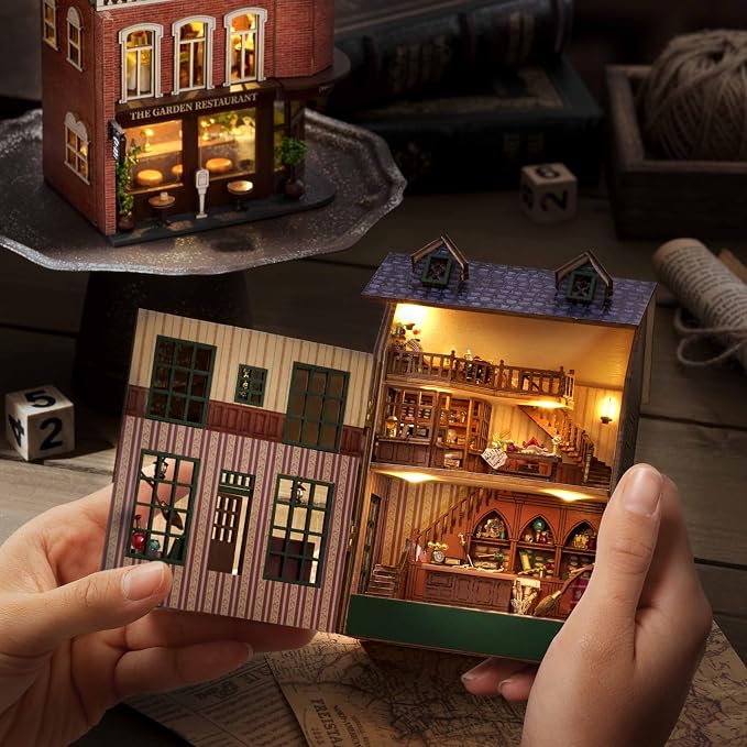 DIY Miniature House Kit, CUTEROOM Wooden Dollhouse Kit Mini House Making Kit - Image 4