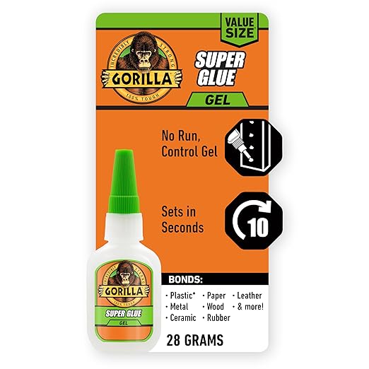 Gorilla Super Glue Gel Value Size, Fast‑Setting Strong Bond, Impact‑Tough by Gorilla
