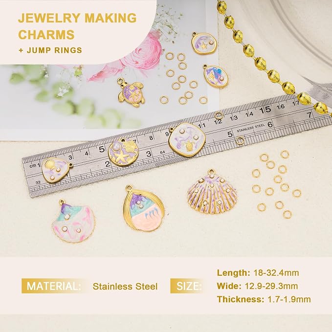 UMAOKANG 9 Pack Gold Plated Stainless Steel Charms Bulk - Image 3