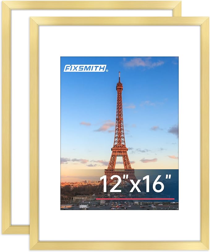 FIXSMITH 12x16 Picture Frame Gold Set of 2, Photo Frame by FIXSMITH