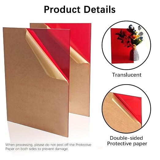 Red Acrylic Sheets 8 * 12 inch 1/8" Thick Red Transparent Cast Acrylic - Image 3