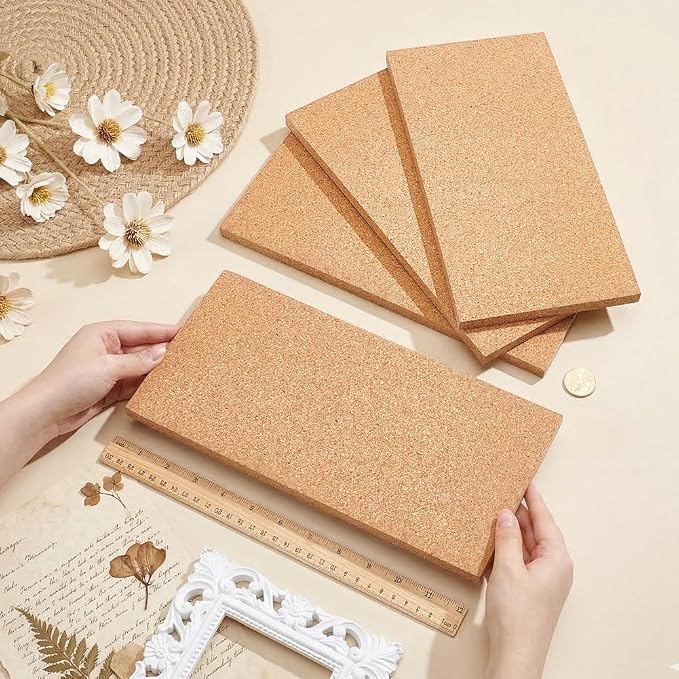 OLYCRAFT 4Pcs Rectangle Bulletin Boards 6x12 Inch Non Self-Adhesive Wood Cork - Image 3