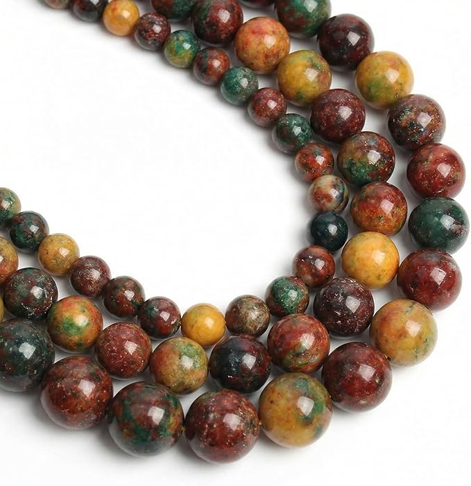 45pcs Smooth Natural Agate Beads，8mm Dragon Vein Gemstone Round Loose Stone by Yochus