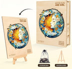 Moon Sun Face Art Puzzles Fantasy Flowers Round Puzzle Adults Gifts - Image 5