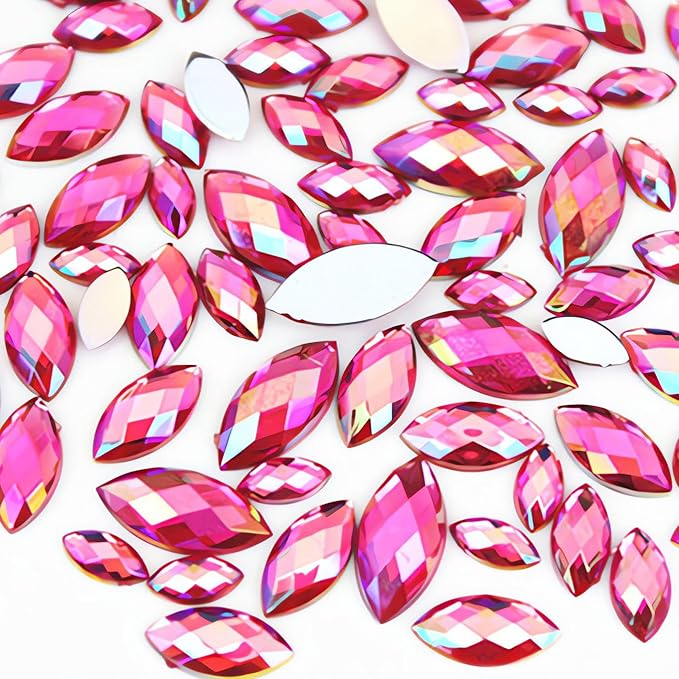 1000Pcs Crystal AB Horse Eye Rhinestones Glitter Gems Flatback Acrylic by UYTRDVG