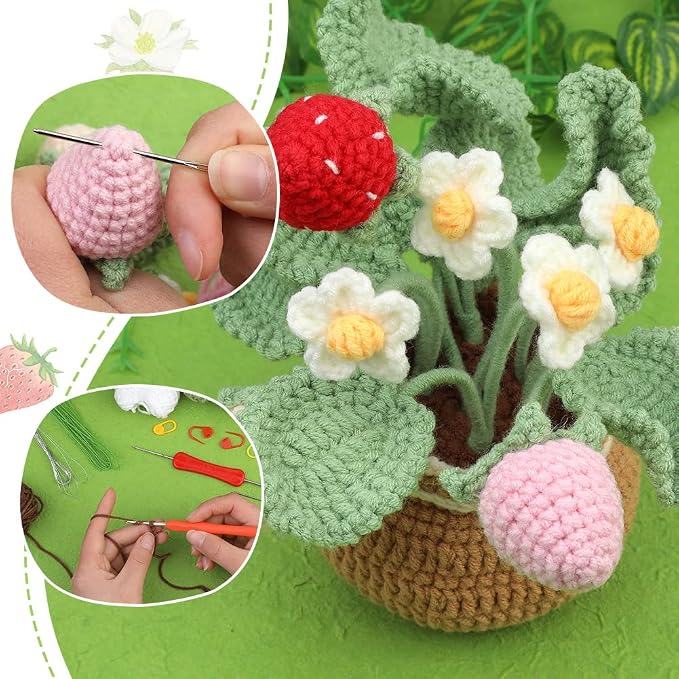 kgxulr Crochet Kit for Beginners, Strawberry Crochet Kit Beginner Crochet - Image 5