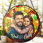 Personalized Dad Stained Glass Sun Catcher, Custom Photo Family Portrait Window - Image 5