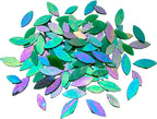 120 Pcs Iridescent Green Floral Mosaic Tiles, Hand Cut Stained Glass Petals - Image 2