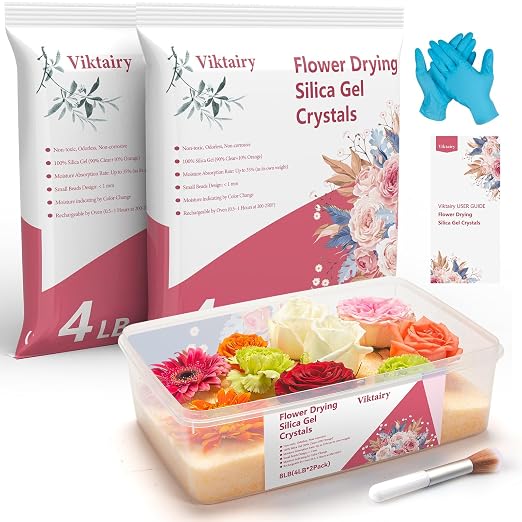 8 LBS Silica Gel Flower Drying Crystals, Reusable Color Indicating Flower by Viktairy