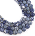 36pcs Natural Matte Blue Sodalite Gemstone Beads，10mm Frosted Round Loose Stone by Yochus