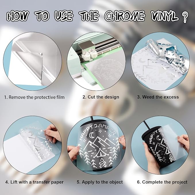Vinyl Frog Glossy Chrome Mirror Craft Adhesive Vinyl Roll Chrome Mirror Silver - Image 4